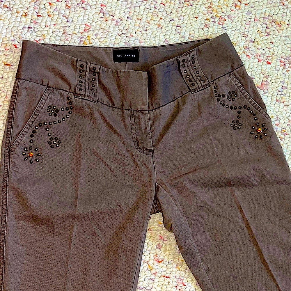 The Limited Women's Tan Embellished Straight Leg Jeans